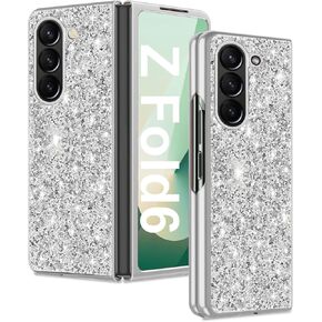 Z Fold 6 Glitter Case for Samsung Galaxy Z Fold6 5G Phone Case for Women Girls, Slim Ultra Thin Matte Back Shockproof Protective Cover for Samsung Z Fold 6 5G, 7.6" Crystal Bling Case (Rose Gold)