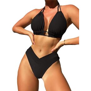 ملابس السباحة النسائية المكونة من قطعتين من Tgirls مجموعة ملابس السباحة المثيرة ذات الخصر العالي بيكيني الشاطئ ملابس السباحة المثلثة