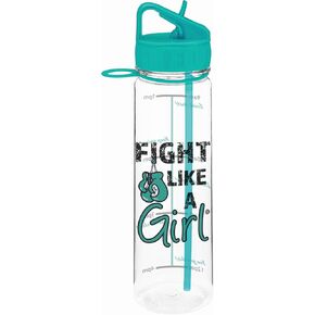 Fight Like a Girl Knockout SlimKim Water Sports Bottle 30 oz for Breast Cancer Awareness with Motivational Time Marker - Hot Pink