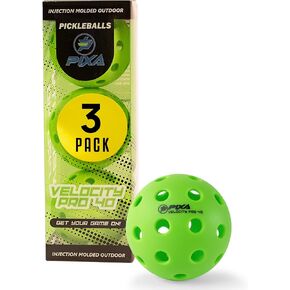 PIXA Velocity Pro 40 Injection Molded Outdoor Pickleball - USAPA Approved, Tournament Play, Durable Outdoor Pickleballs, Consistent Bounce, Smooth Flight, Ideal for Competitive Play- Packs of 3, 6, 12