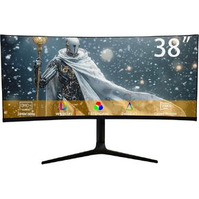 38 Inch UWQHD+ Curved Monitor, 3840 x 1600p 1.07 Billion Colors 98% DCI-P3, 100% sRGB, 10 Bit (8bit+A-FRC) Color Depth, Eyecare Technology Adaptive-Sync 60Hz R2300 Frameless Computer Monitor