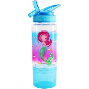Home Tune 18oz Kids Water Drinking Sip Bottle - Tritan BPA Free, Flip Straw Lid, Easy Open, Lightweight, Snack Compartment, Leak-Proof Water Bottle with Cute Design For Girls & Boys - Unicorn
