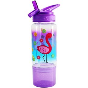 Home Tune 18oz Kids Water Drinking Sip Bottle - Tritan BPA Free, Flip Straw Lid, Easy Open, Lightweight, Snack Compartment, Leak-Proof Water Bottle with Cute Design For Girls & Boys - Unicorn