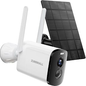 ZUMIMALL Security Cameras Wireless Outdoor, 2K Solar Camera for Home Security with 3MP Color Night Vision, 2.4GHz WiFi, 2-Way Talk, Spotlight & Siren, IP66 Waterproof, Work with Alexa
