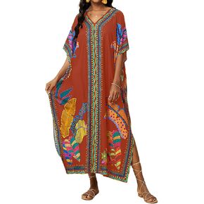 Bsubseach Kaftan Cover Ups for Swimwear Women Plus Size Caftan Dress Beach Coverup Summer Loungewear Black