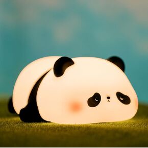 HAPPYBAG Cute Rechargeable Panda Night Light for Kids Room,Silicone Touch Night Light for Baby Nursery, Dimmable Panda Lamp for Bedrooms,Bedside Lamp,Breastfeeding,Squishy Panda Light for Kids