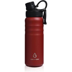 Insulated Sports Water Bottle with Straw Lid Dustproof, 3 Lids, 24/32/40/64 oz Dishwasher Safe & BPA Free Double Wall Stainless Steel Water bottle, Leakproof & Sweat Free -40 Oz Brick Red
