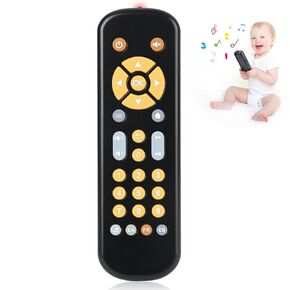 Baby TV Remote Control Toy, Teether Toys for Baby 6-24 Months, Infant Music Toy with Sound, Melody and 3 Language English/French/Spanish, Early Development Toys for Toddlers 6 12 18 Month