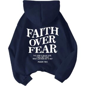SHENHE Women's Graphic Hoodie Slogan Faith Over Fear Christian Hoodie Pullover Sweatshirt