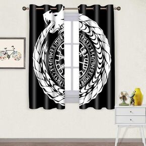 BSPPTI Viking Dragons Print Curtain, Norse Runes Room Darkening Thermal Insulated Polyester Fabric, Grommets Window Drapes for Living, Dining, Bedroom, 42"x 84", 2 Panels CLLSSP1446