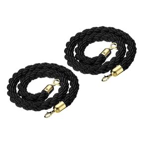 PATIKIL Stanchion Rope, 2 Pack 1.5m/4.9Ft Barrier Rope Twisted Post Ropes for Posts Stands Queue Divider Crowd Control of Hotel, Brown Golden
