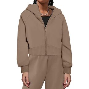 NAPU Girls Clothes 2 Piece Girls Tracksuit Set Zip Up Hooded Sweatsuit and Sweatpants Solid Girls' Clothing Sets 7-14 Years