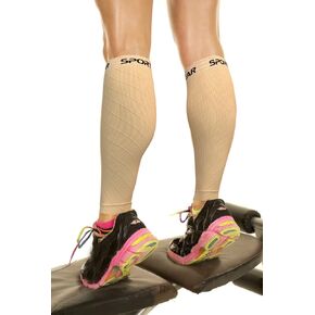 Physix Gear Calf Compression Sleeves for Women and Men - Calf Compression Sleeve for Running, Provides Calf Support and Shin Splints Relief, Compression Sleeves Calf for Enhanced, Black/Blue, S/M