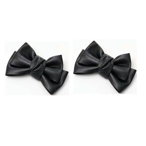 2Pcs Black PU Leather Hair Clip, Bow Duckbill Clip Korean Style Hairpin Sweet Barrette, Fashion Headwear Hair Accessories for Women Girls, Clips and Barrettes, Hair Accessories, Bow Clip