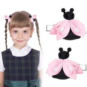 Hair Clips Red Ladybug Bows Cute Hair Clip Non-slip Hair Barrettes Lovely Grosgrain Ribbon Hairpin Animal Barrettes Hair Accessories for Toddler Baby Toddler Girls Kids Teens Women Decoration 2PCS