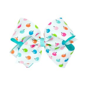 Wee Ones Girls Holiday-themed Christmas Lights Grosgrain Hair Bow, Tree, King