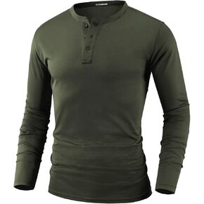 Men Henley Shirts Long Sleeve Polo Shirt Basic Tee Casual T-Shirt Button Collared Lightweight Quick Dry Top