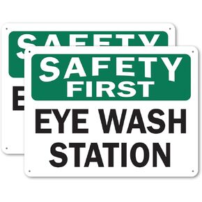 (2 Pack) OSHA Safety First Decal - Eye Wash Station OSHA Safety First Sign 5 Inch X 3.5 Inch Vinyl Label Decal Sticker Weather Resistant, UV Protected for Workplace, Business, and Construction Site, Made in the USA