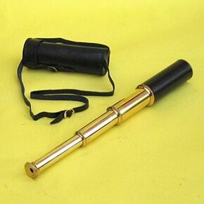 Benzara Elegant Retractable Telescope with Genuine Leather Case