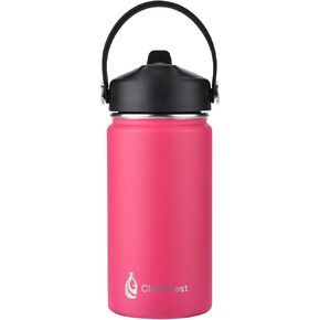 12OZ double wall stainless steel vacuum insulated suction nozzle water bottle BPA Free 100% Leakproof (Blue)