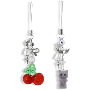 Cute Y2K Style Cat Phone Charms, Aesthetic Cell Phone Straps,Butterfly and Star Accessories for Phones, Bags, Keychains, Earphones, and Camera Decorations.