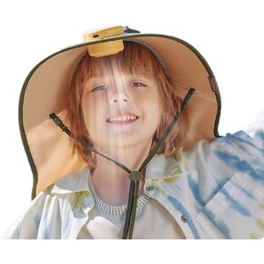 Children's Sun Shade Hat with Fan, Large Sun Protection, Visors for Kids/Teenagers, Adjustable Elastic Velcro