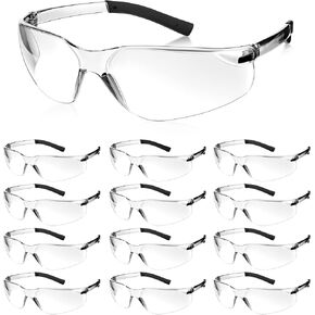 Queekay 12 Pack Safety Glasses Bulk Impact UV Scratch Glasses Protective Eyewear for Men Women Adolescents Eye Protection for Work Lab Construction Science (Gray)