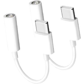 USB C to 3.5mm Headphone Jack Adapter 2-Pack, USB Type C to Aux Audio Dongle Cable Cord Compatible with iPhone 15 Pro Max/15 Pro/15, Samsung Galaxy S24/S23/S22/S21 Ultra, iPad Pro, Pixel 8, MacBook