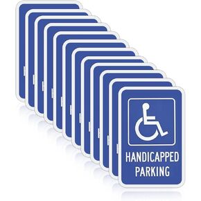 OLANZU Handicap Parking Sign - Pack of 12 - Handicap sign - 12" x 18" Engineer Grade - Handicapped Parking Sign - 0.06 Inch Aluminum - UV Protected & Weather Resistant - Reserved Parking Sign