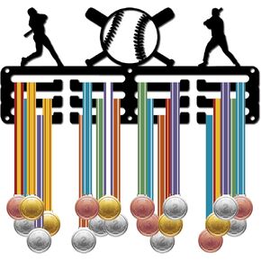 CREATCABIN Basketball Medal Holder Medal Hanger Rack Display Hanging Awards Wall Mounted Room Decor 3 Lines Design Hold 60+ Medals Gift for Basketball Athletes Race Competition Winner 11.4x5.1 Inch