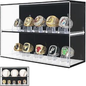 Acrylic Baseball Display Case, Baseball Wall Holder, Clear Baseball Ring Display Case, Baseball Display Cases for Balls, Ring,Swap Insert for Dual Function,Baseball Gifts for Boys 8-12