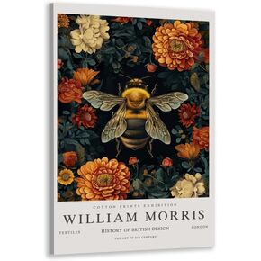 William Morris Bee Canvas Wall Art Prints Nature-Inspired Botanical Flower Posters Vintage Bumble Bee Animal Wall Decor for Office Living Room Bedroom Decor Aesthetic 8x12in Unframed
