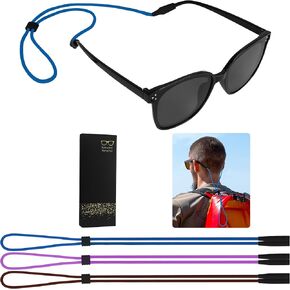 Adjustable Glasses Strap for Sports, Sunglasses Eyeglasses String Holder Straps Cord for Men Women, Comfortable and Lightweight Glasses Holder Strap, Anti-Slip Eyeglasses Strap (3 Pcs Black)