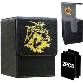 MTG Deck Box Commander BTB, Fits 100 Single Sleeved Cards, 2 Dividers, Strong Magnet Magic the Gathering Deck Box PU Leather Trading Card Storage Box for TCG, CCG, MTG Cards-Blue Yellow