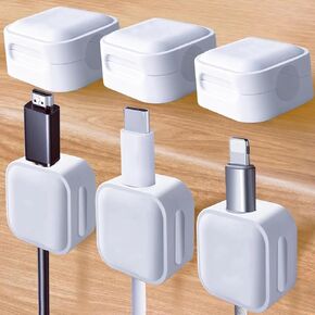 6 Pack Magnetic Cord Organizer Cord Holder,VastWeiTao Easy Secure Adhesive Cable Management for Home Office Desk Phone Car Wall Desktop Nightstand White