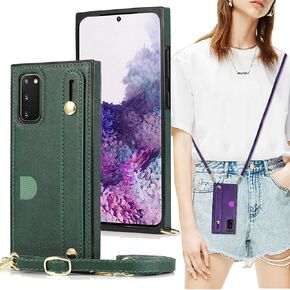 Samsung Galaxy Note 20 Wallet Case,ZYZX Removable Adjustable Leather Strap Crossbody Card Holders Case Neck Strap Lanyard Purse Shoulder Strap w/Kickstand Case for Samsung Galaxy Note 20 KB Black