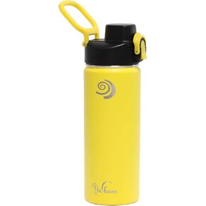 24oz Stainless Steel Insulated Water Bottle One-Touch Open Chug Lid & Covered Straw Lid Wide Mouth Direct Drink Dishwasher Safe Leakproof Sweat-Free BPA-Free (Naples Yellow)