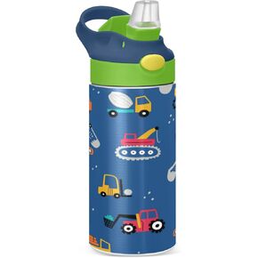Nander Gray Wolf Insulated Kids Water Bottle 12oz,Double Wall Vacuum Stainless Steel Wide Mouth Sports Drinks Flask,Leak Proof BPA Free Travel Thermo Mug for Outdoor School