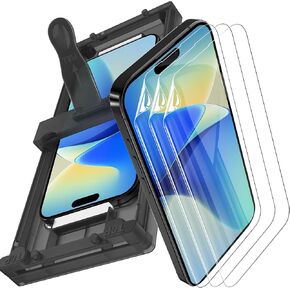 3 Pack for iPhone 16 Pro Screen Protector Film (NOT Glass), Ultra-Thin Flexible Hydrogel Film Screen Protector for iPhone 16 Pro with [Easy Installation Tray], Non-breakable