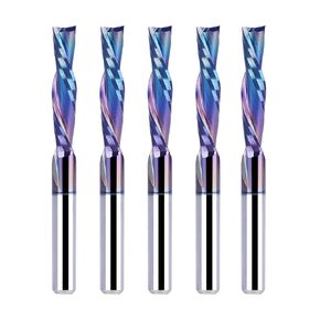 SpeTool 5Pcs Carbide Downcut CNC Bit 1/8 Inch Cutting Dia 1/8 Inch Shank with TAC Coated for CNC Mill Machine Woodwoorking Inlay Engraving Tool