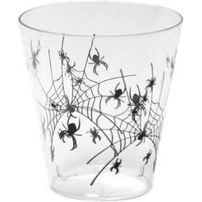 Party Essentials N92042-2 Disposable Plastic Halloween Party Cups/Glasses, Spider Print, 9-Ounce., 40-Count