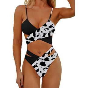 Women's Cross Top High Waisted Bottom Bikini Set V Neck Padded Two Pieces Bathing Suits Swimsuits Swimwear