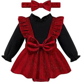 Baby Girl Clothes Newborn Outfits for Girls Toddler Velvet Romper with Headband Infant Fall Outfits Onesie 0-18 Months