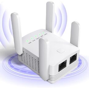 The Fastest WiFi Extender Signal Booster for The Home. Covers up to 1500 sq. ft. and 30 Devices with Advanced 2.4G and 5G Dual-Band Technology for 360° Coverage and Ethernet Port., white