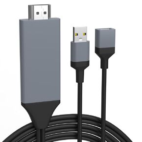 leghtning to 2-in-1 HDMI Cable Adapter, HDMI to TV/Projector/Monitor, Laptop/Tablet Compatible (Black)