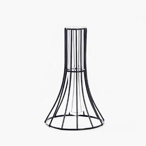 Nordic Simple Glass Clear Vase with Iron Art Frame for Hydroponic Planter, Metal Flower Vase Test Tube Pot Decorative Bottles Centerpieces for Wedding Home Décor (Black,Gourd)