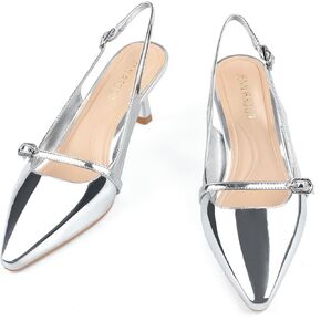 JENN ARDOR Women's Pumps Slingback Kitten Heel Sandals Closed Toe Low Orthopedic Arch Support Business Work Dress Shoes