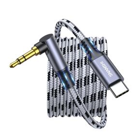 SNANSHI Aux to USB C Cable 3.3ft - Type C Aux Cord for iPhone 15,Right Angle USB C to Aux Cord 90 Degree Compatible with iPhone 15 Pro Max/15 Plus, Galaxy S24 S234 Ultra iPad Pixel