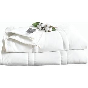 Baloo Weighted Blanket Throw Size - 12lb Double Quilted Personal Size Heavy Blanket - Eco-Luxury Soft Cool Cotton with Natural Plant-Based Dye, Navy (42x72 inches)