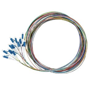 trueCABLE 12 Fiber SC Angled Physical Contact OS2 Singlemode PVC (LSZH) 0.9mm, 12 Color Fiber Optic Pigtail Fusion and Mechanical Splice Singlemode 9/125 900um Tight Buffer, 2m